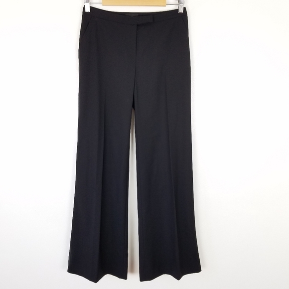 John Richmond Pants - John Richmond Wool Blend Black Wide-leg Mid Rise Trousers Long Inseam Size 8